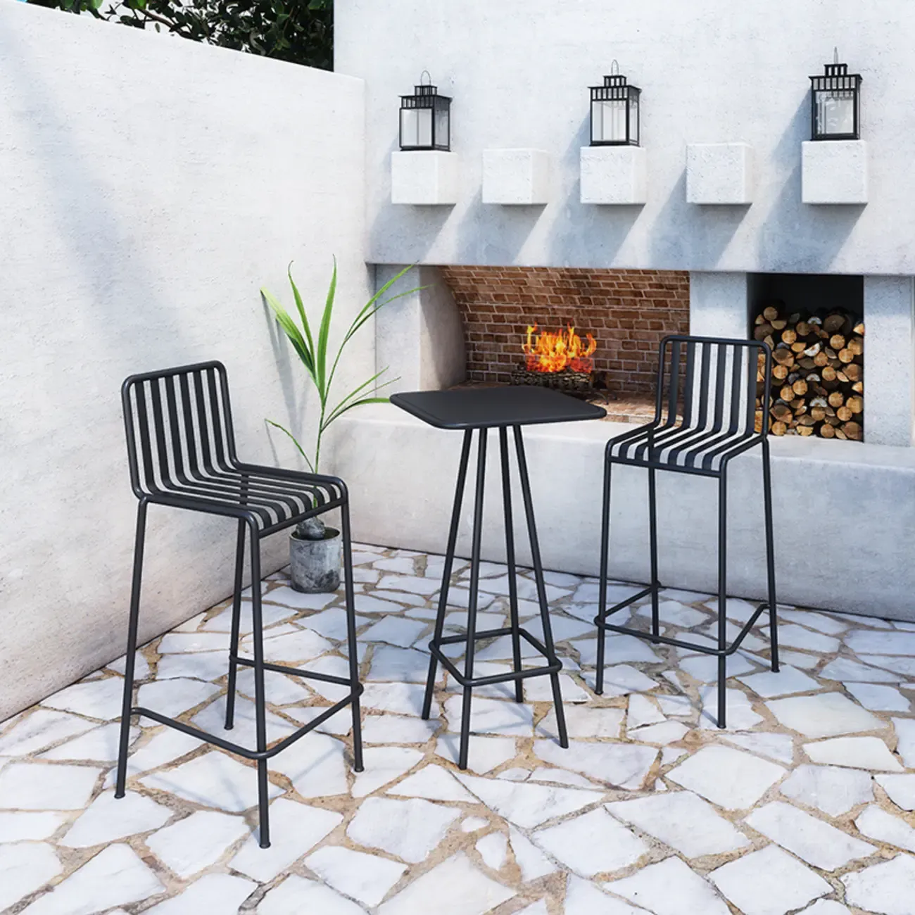 Minimalist Black Metal Small Bar Table Outdoor Table Image - 1