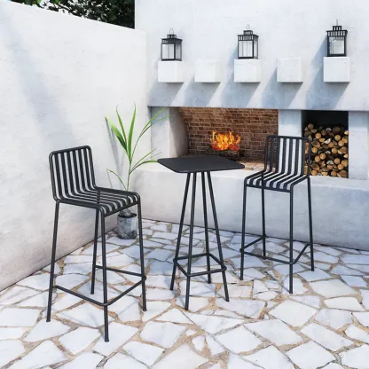 Minimalist Black Metal Small Bar Table Outdoor Table Image - 1