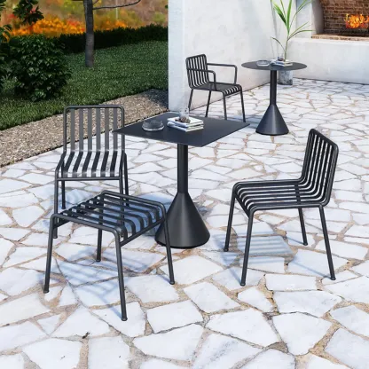 Minimalist Black Metal Small Bar Table Outdoor Table Image - 4