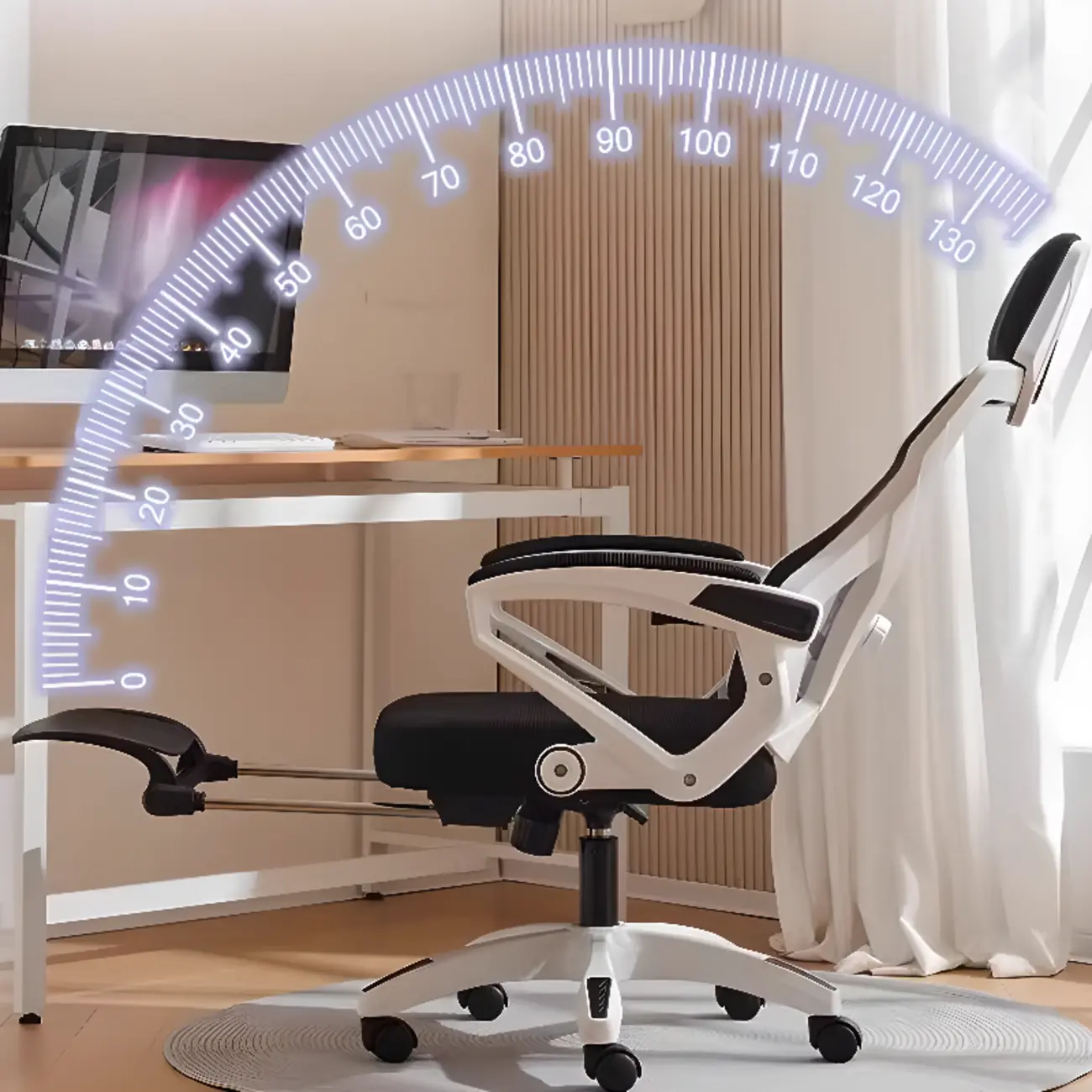 High-Back White Mesh Ergonomic Office Chair Image - 2 | homeyfad