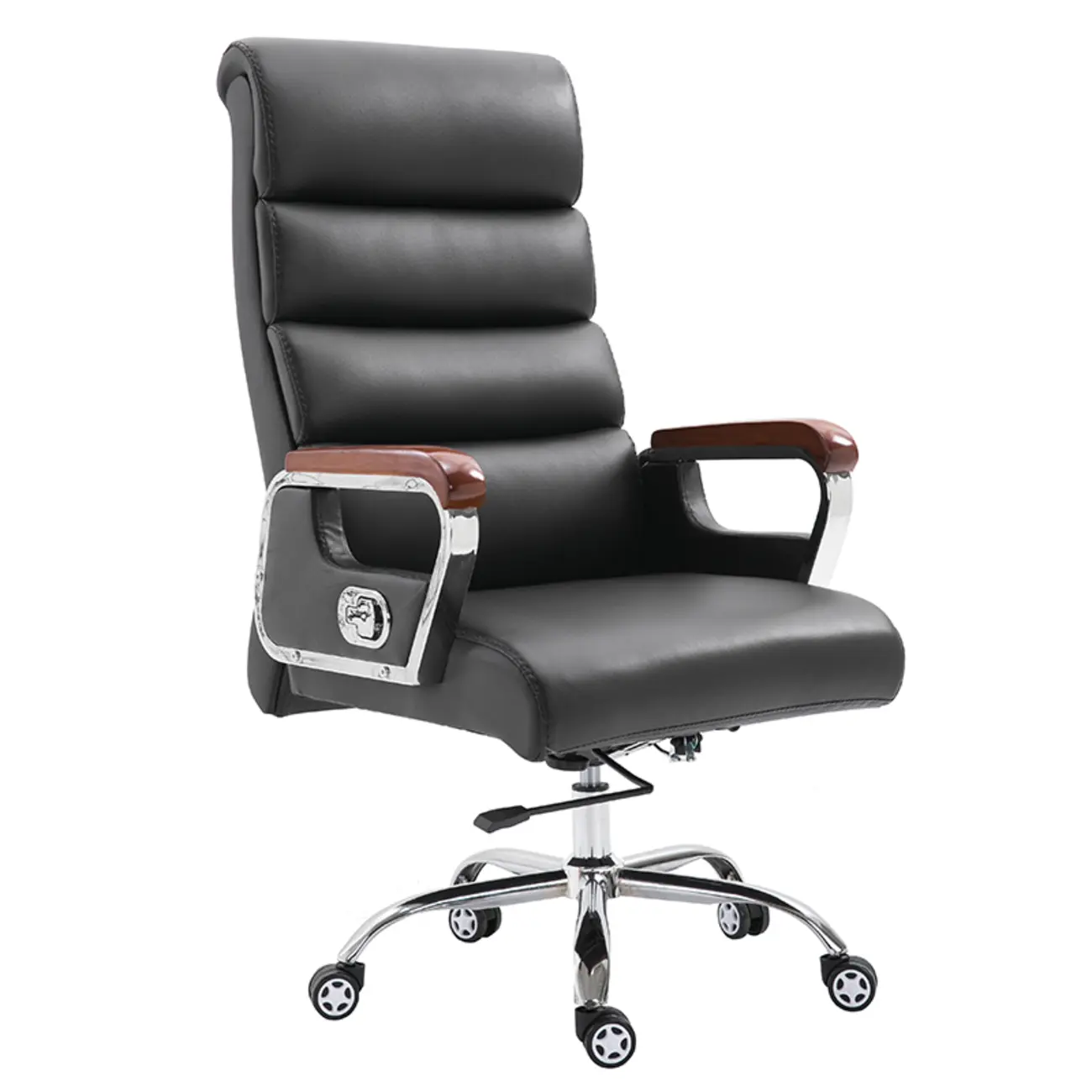 Black Leather Tilt Swivel Office Chair Image - 6 | homeyfad