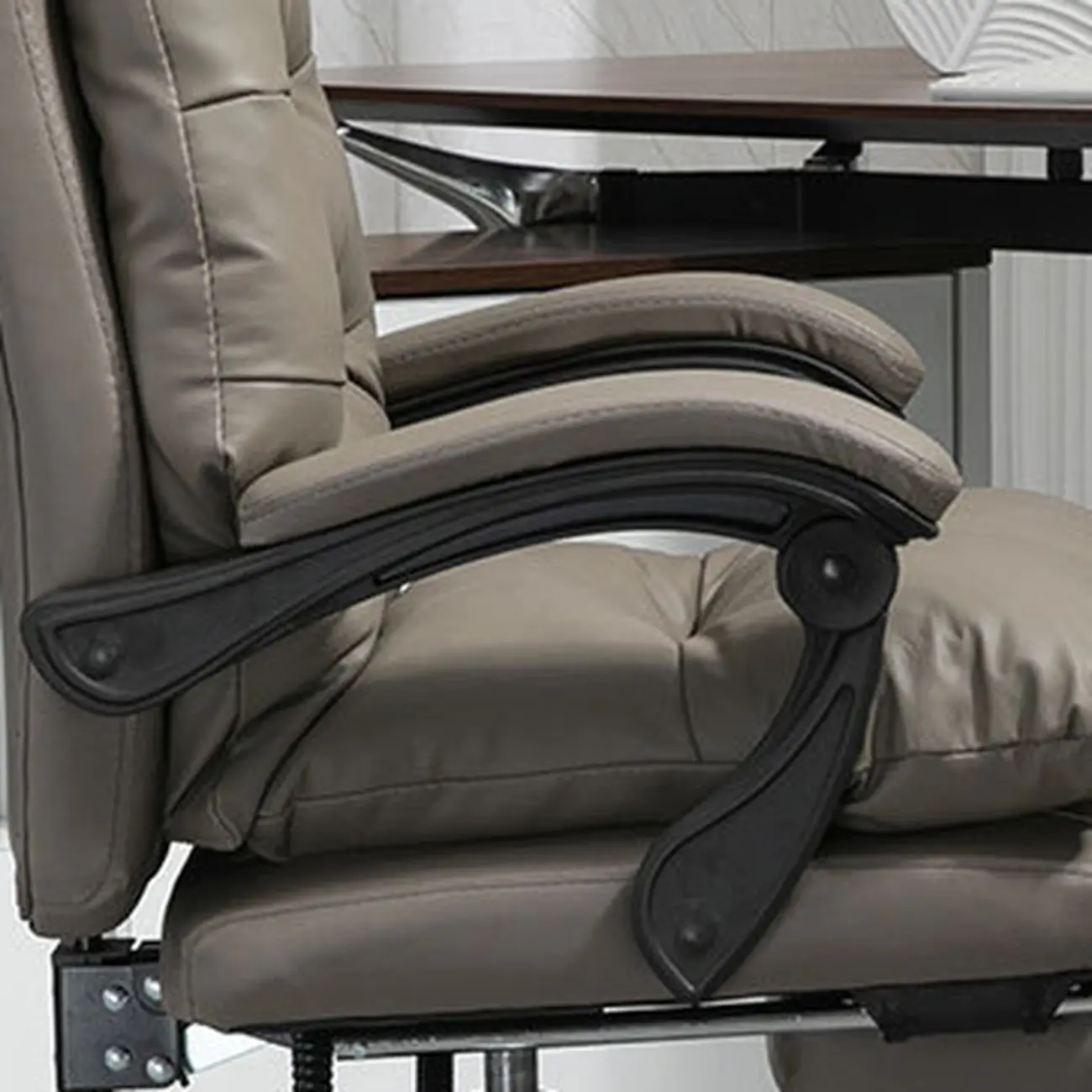 Reclining Black Leather Upholstered Office Chair Image - 4 | homeyfad