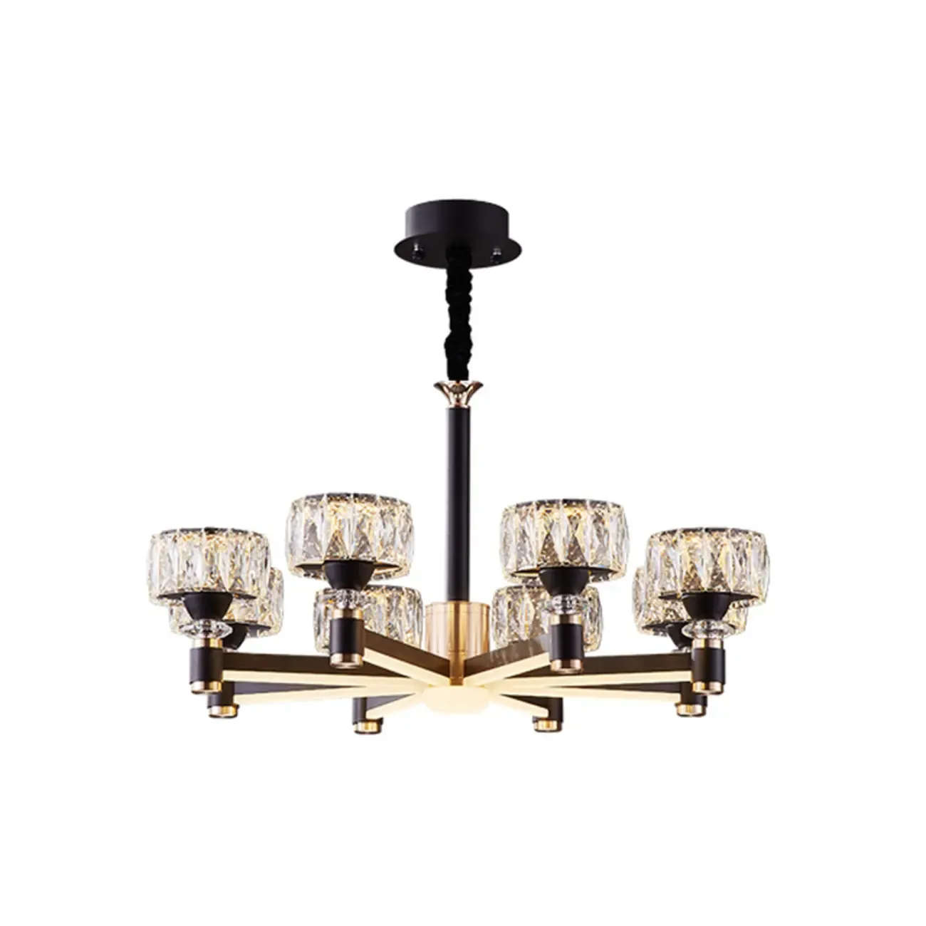 Glamorous Round Tier Crystal Chandelier Dimmable LED Image - 8