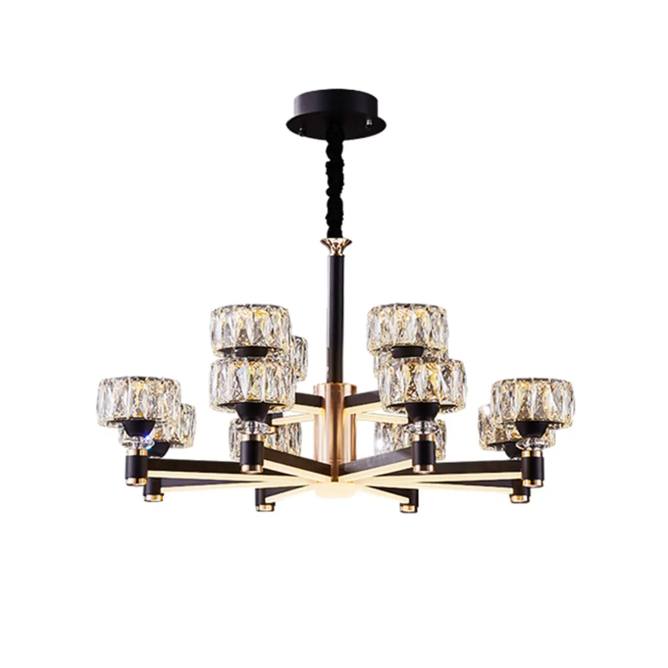 Glamorous Round Tier Crystal Chandelier Dimmable LED Image - 9 | homeyfad