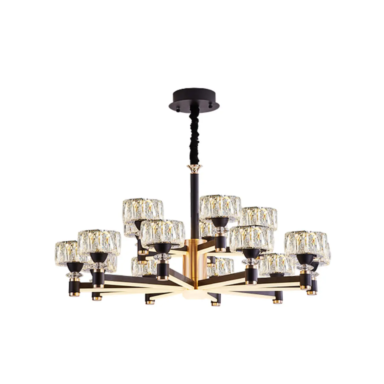 Glamorous Round Tier Crystal Chandelier Dimmable LED Image - 10 | homeyfad