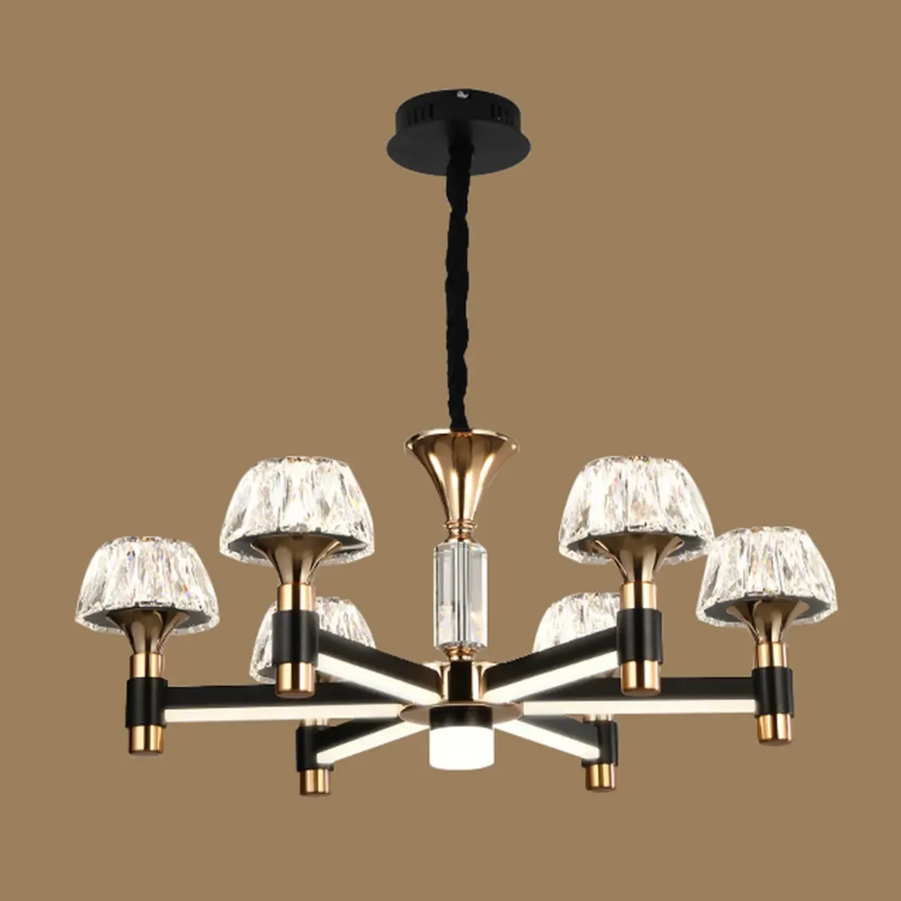 Glamorous Round Tier Crystal Chandelier Dimmable LED Image - 12