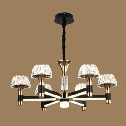 Glamorous Round Tier Crystal Chandelier Dimmable LED Image - 12