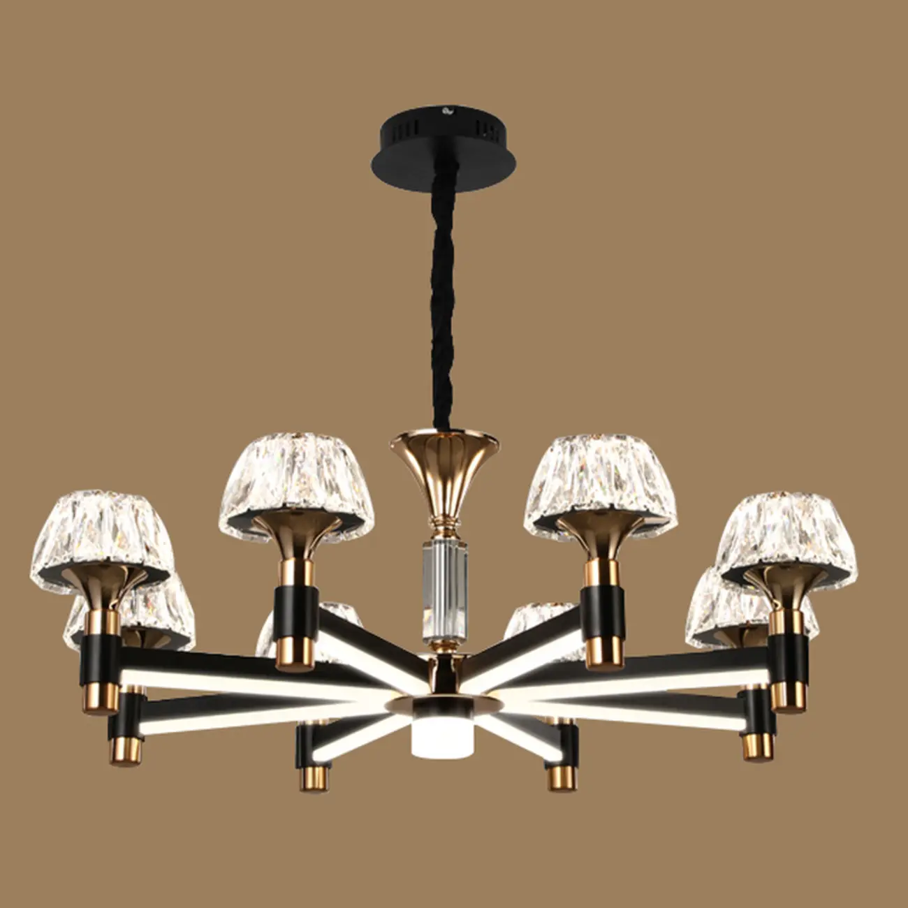 Glamorous Round Tier Crystal Chandelier Dimmable LED Image - 13 | homeyfad