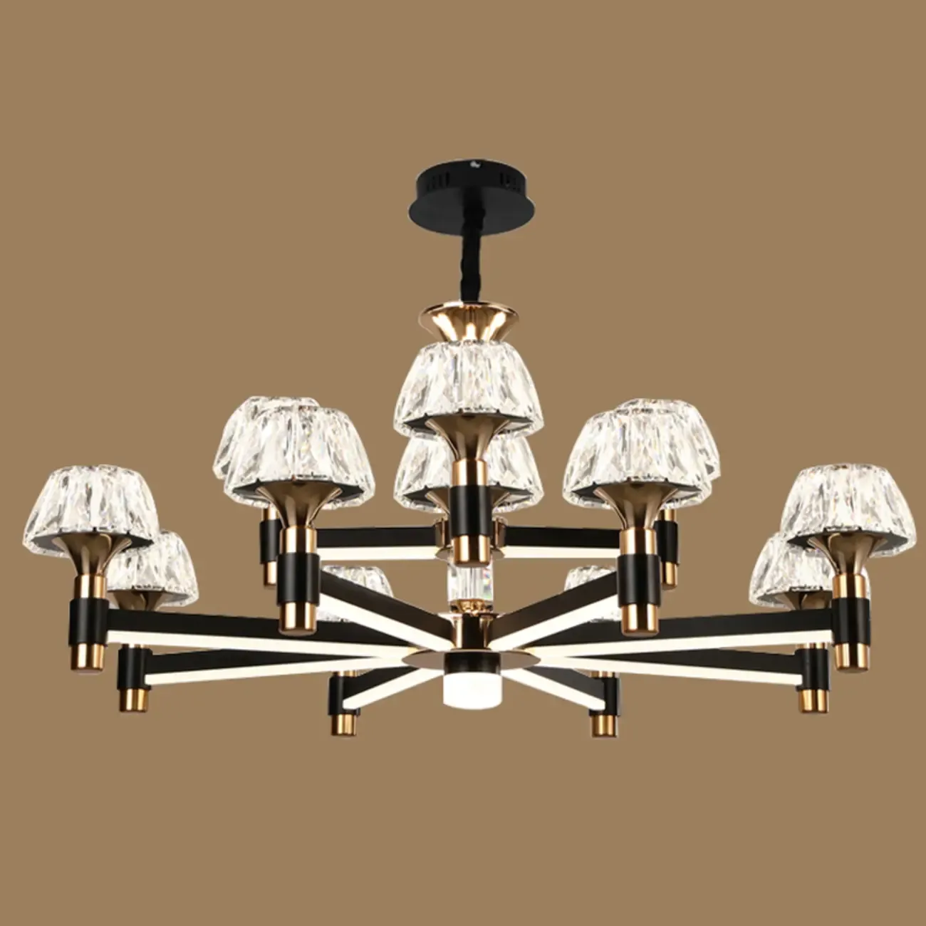 Glamorous Round Tier Crystal Chandelier Dimmable LED Image - 14