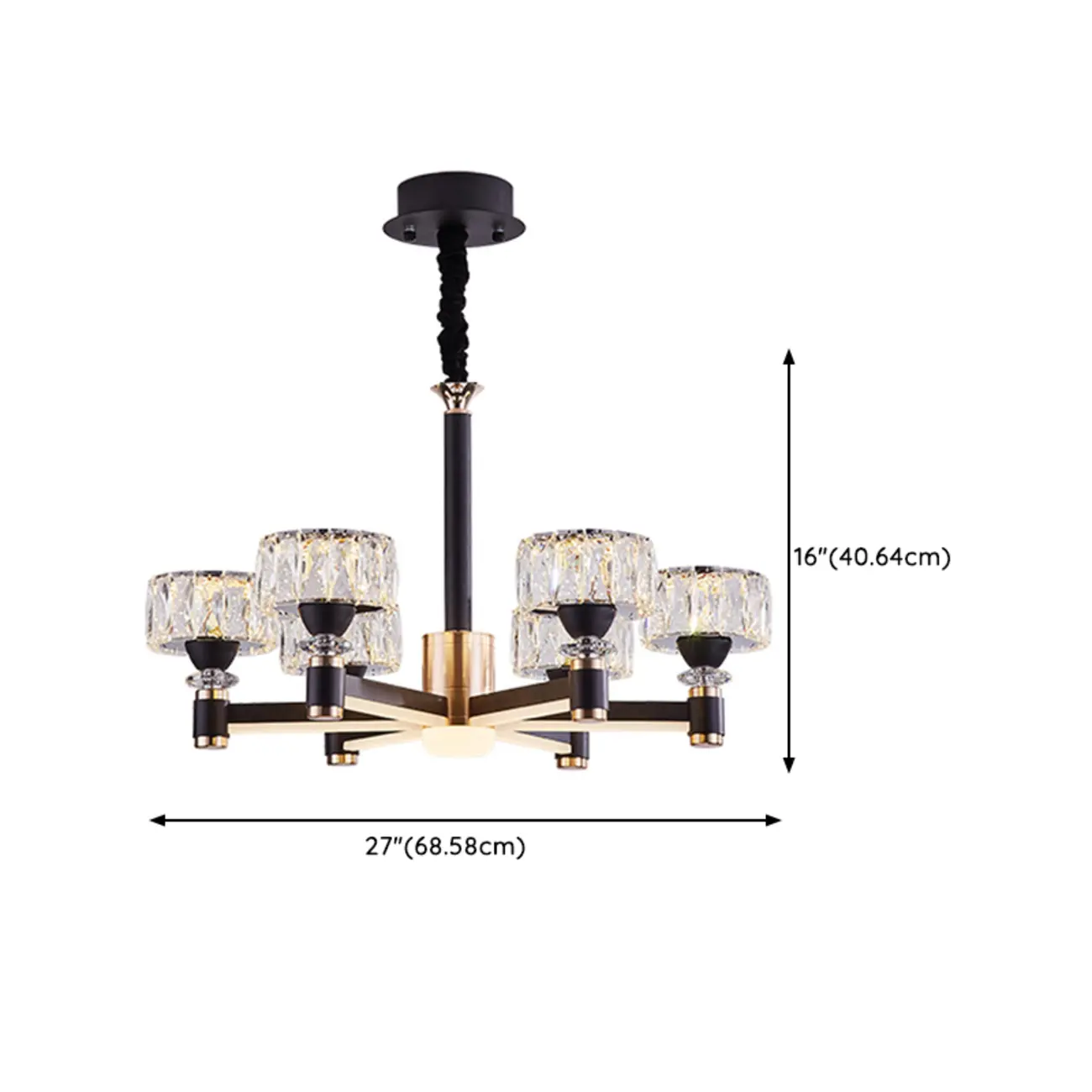 Glamorous Round Tier Crystal Chandelier Dimmable LED #size | homeyfad