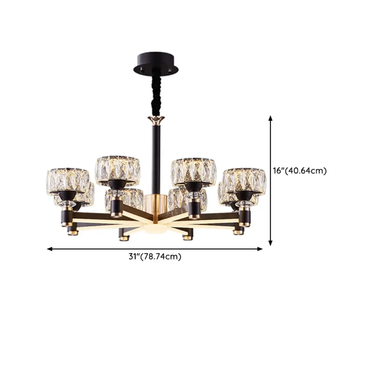 Glamorous Round Tier Crystal Chandelier Dimmable LED Image - 16