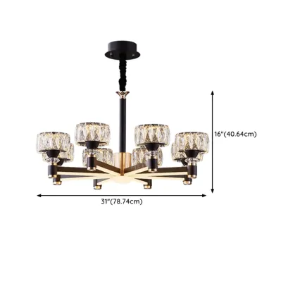 Glamorous Round Tier Crystal Chandelier Dimmable LED Image - 16