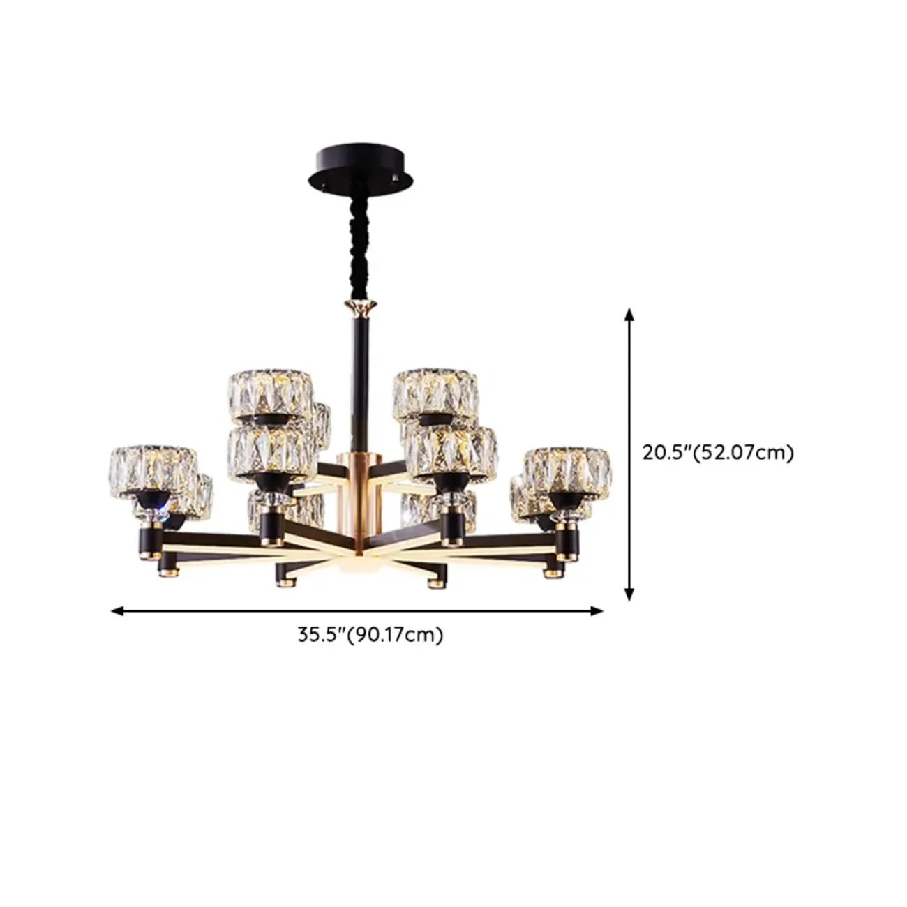Glamorous Round Tier Crystal Chandelier Dimmable LED Image - 17