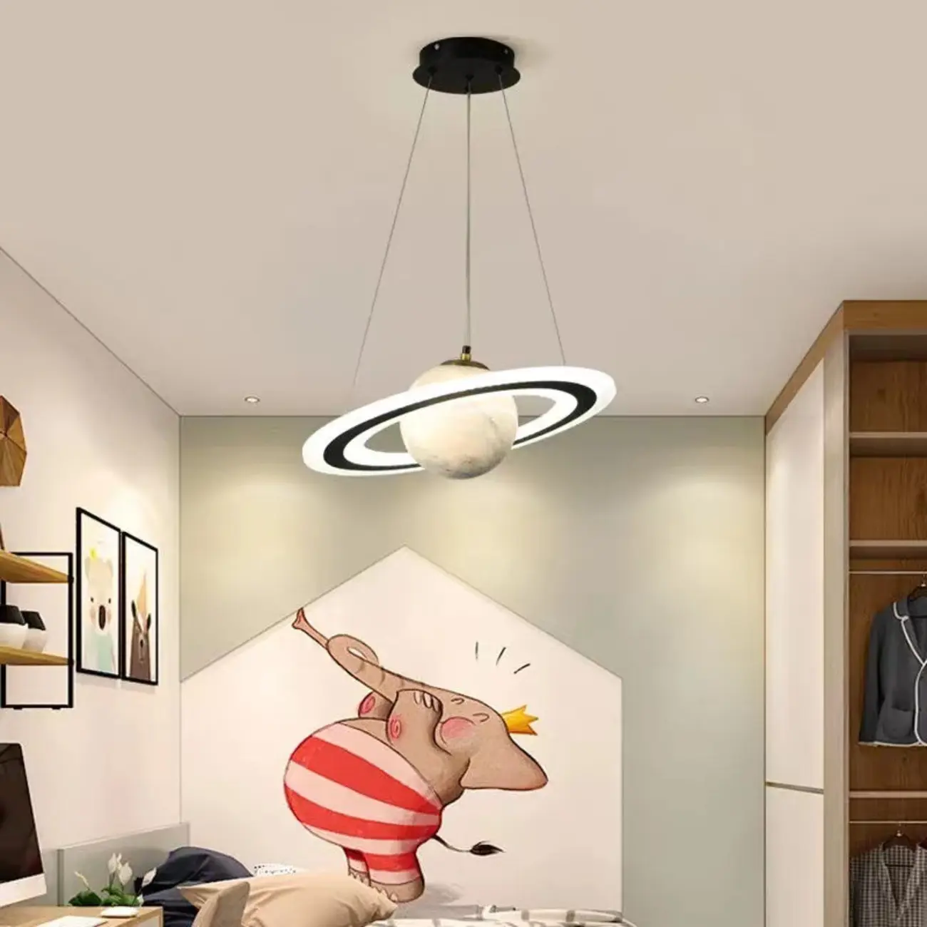 Modern Planet Shape LED Chandelier for Kids Room Image - 4 | homeyfad