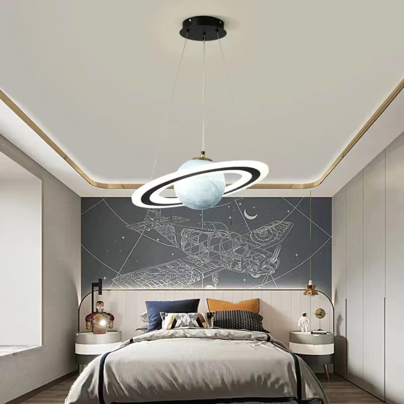 Modern Planet Shape LED Chandelier for Kids Room Image - 2 | homeyfad