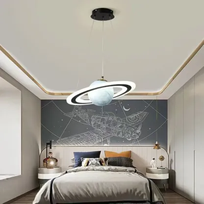 Modern Planet Shape LED Chandelier for Kids Room Image - 2
