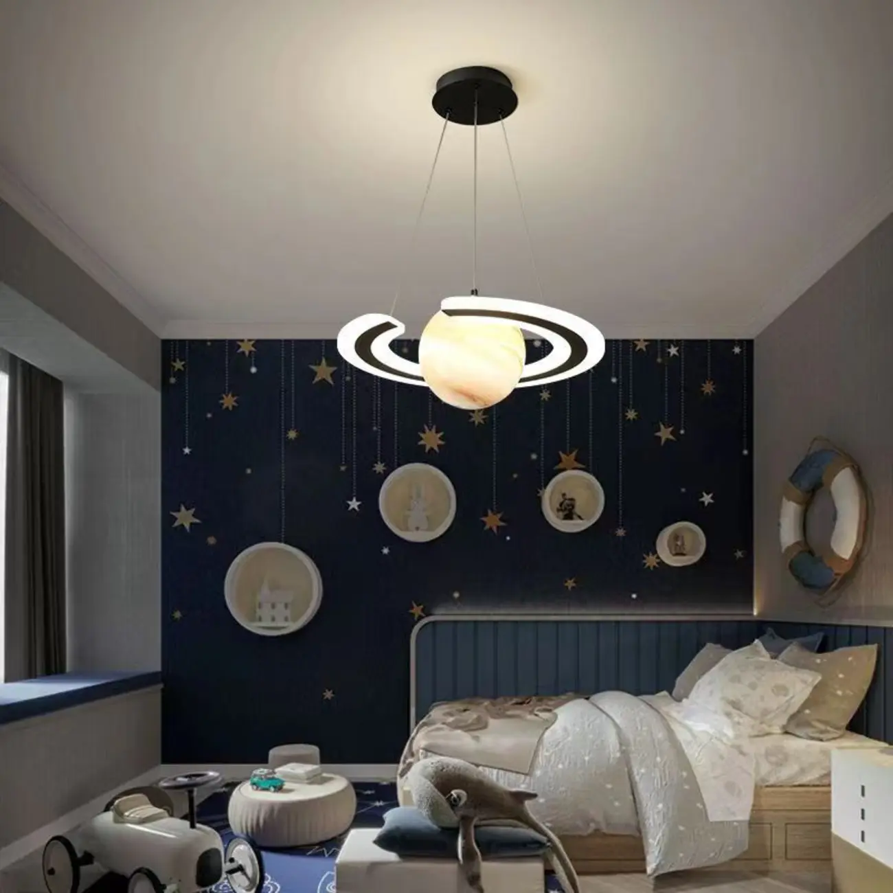 Modern Planet Shape LED Chandelier for Kids Room Image - 7 | homeyfad