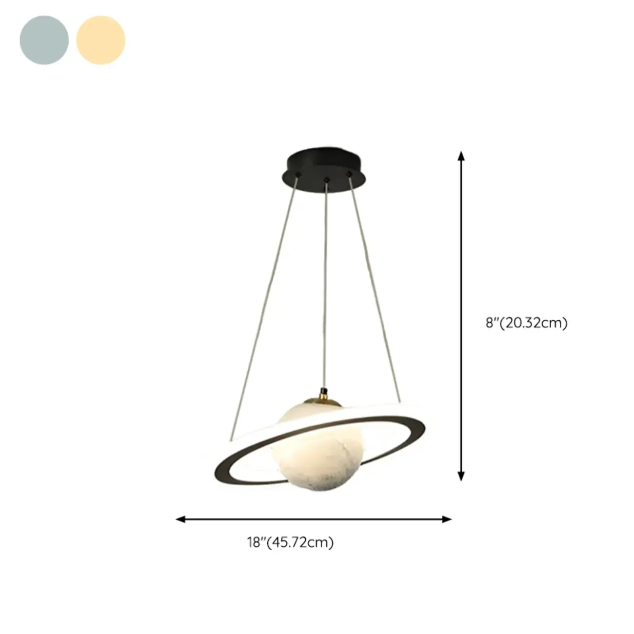 Modern Planet Shape LED Chandelier for Kids Room #size