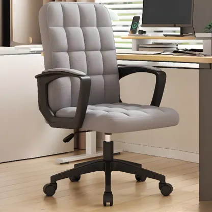 Modern Black Faux Leather Adjustable Swivel Office Chair Image - 8