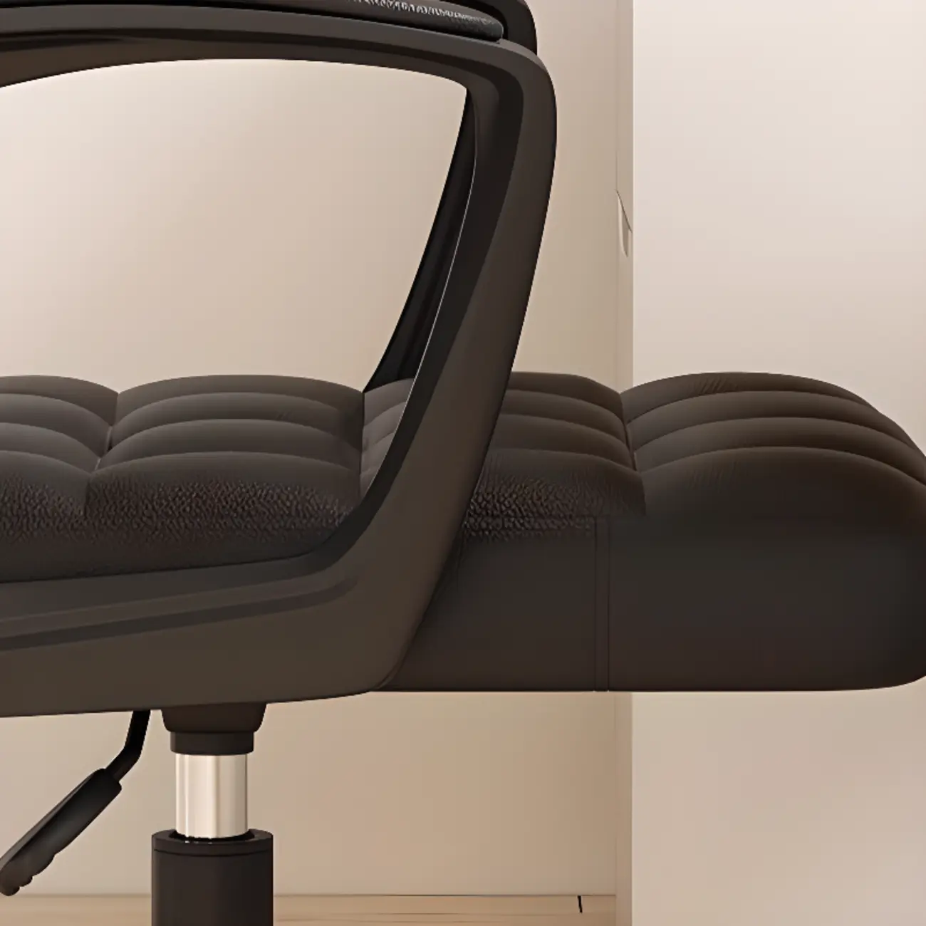 Modern Black Faux Leather Adjustable Swivel Office Chair Image - 9 | homeyfad