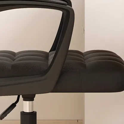 Modern Black Faux Leather Adjustable Swivel Office Chair Image - 9