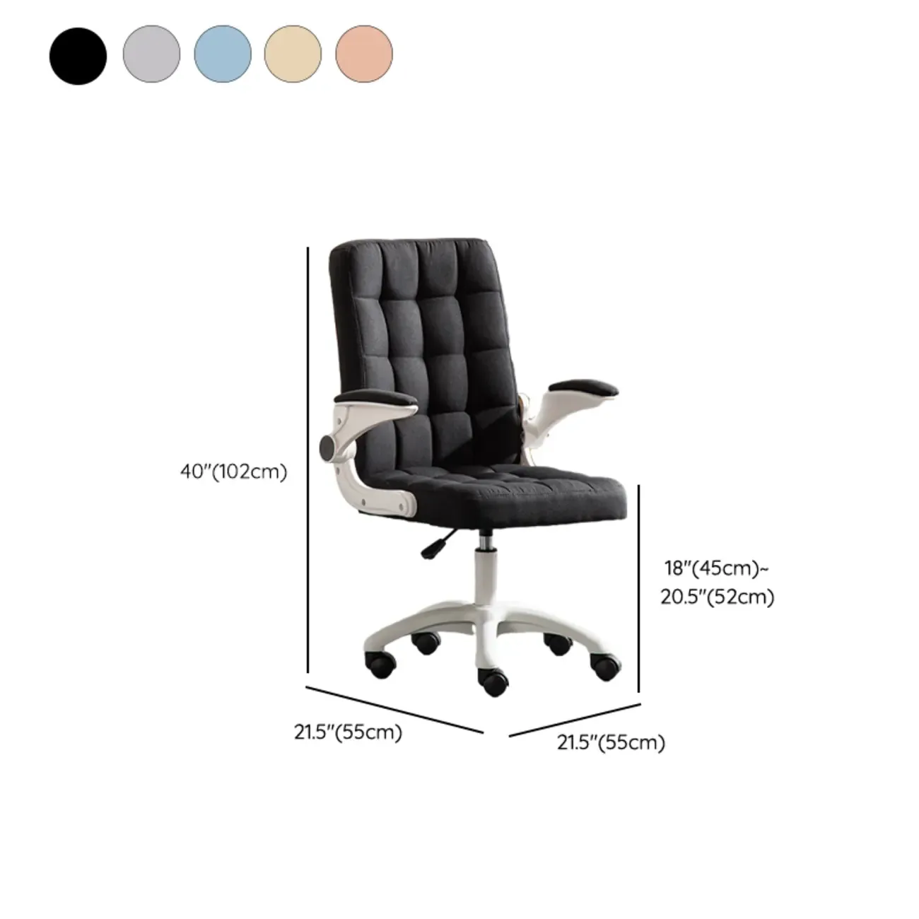 Tufted Brown Faux Leather Adjustable Swivel Office Chair Image - 14