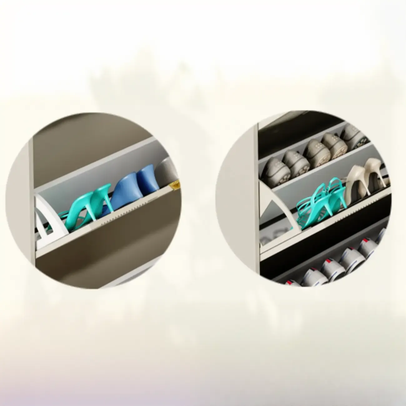 Slim White Drop-Front Shoe Cabinet for Entryway Image - 15