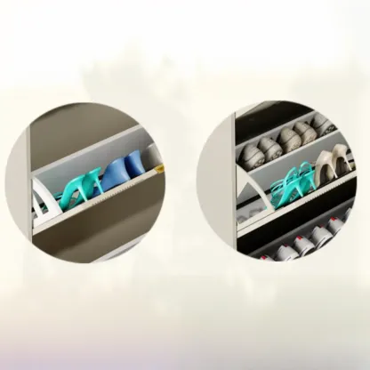 Slim White Drop-Front Shoe Cabinet for Entryway Image - 15