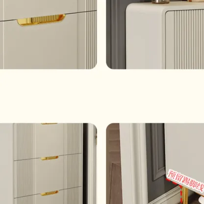 Slim White Drop-Front Shoe Cabinet for Entryway Image - 17