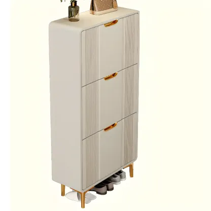 Slim White Drop-Front Shoe Cabinet for Entryway Image - 19