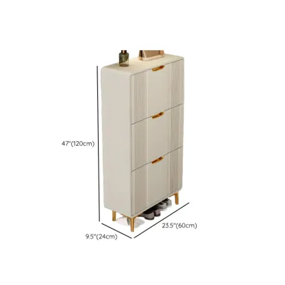 Slim White Drop-Front Shoe Cabinet for Entryway Image - 34