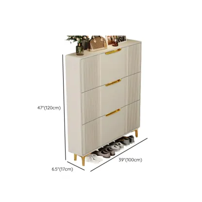 Slim White Drop-Front Shoe Cabinet for Entryway Image - 43