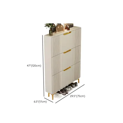 Slim White Drop-Front Shoe Cabinet for Entryway Image - 46