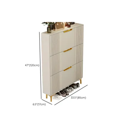 Slim White Drop-Front Shoe Cabinet for Entryway Image - 47