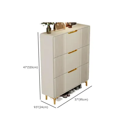 Slim White Drop-Front Shoe Cabinet for Entryway Image - 53