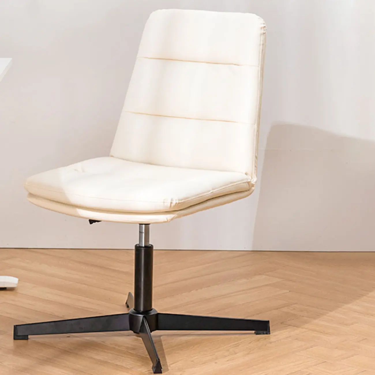 Elegant White Leather Ergonomic Swivel Office Chair Image - 4 | homeyfad