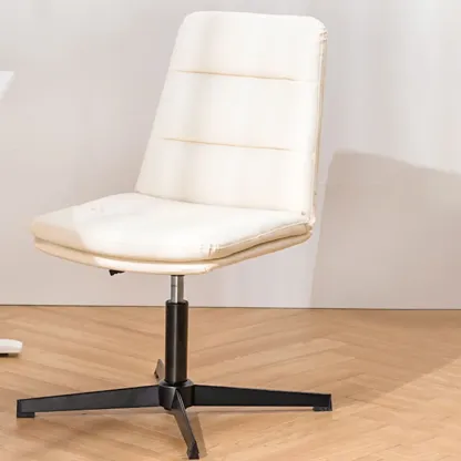 Elegant White Leather Ergonomic Swivel Office Chair Image - 4