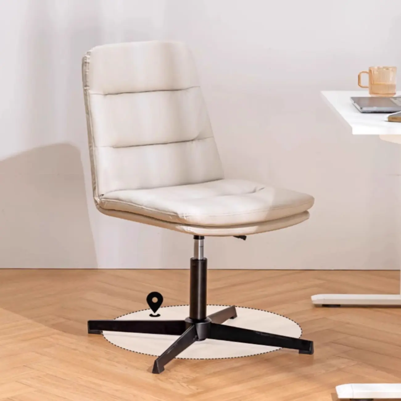 Elegant White Leather Ergonomic Swivel Office Chair Image - 5 | homeyfad
