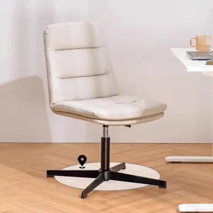 Elegant White Leather Ergonomic Swivel Office Chair Image - 5
