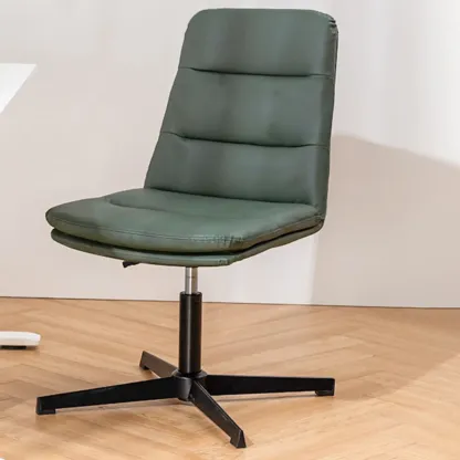 Elegant White Leather Ergonomic Swivel Office Chair Image - 6