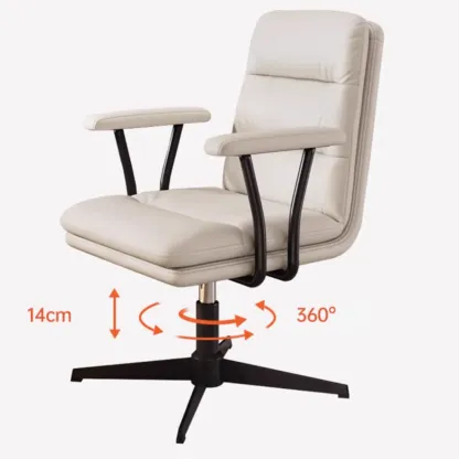Elegant White Leather Ergonomic Swivel Office Chair Image - 11