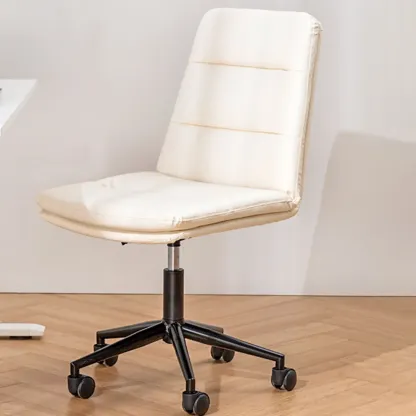 Elegant White Leather Ergonomic Swivel Office Chair Image - 12