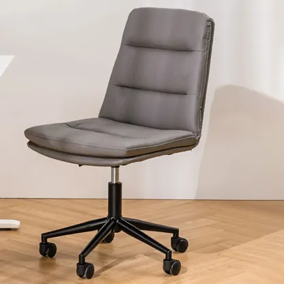 Elegant White Leather Ergonomic Swivel Office Chair Image - 15