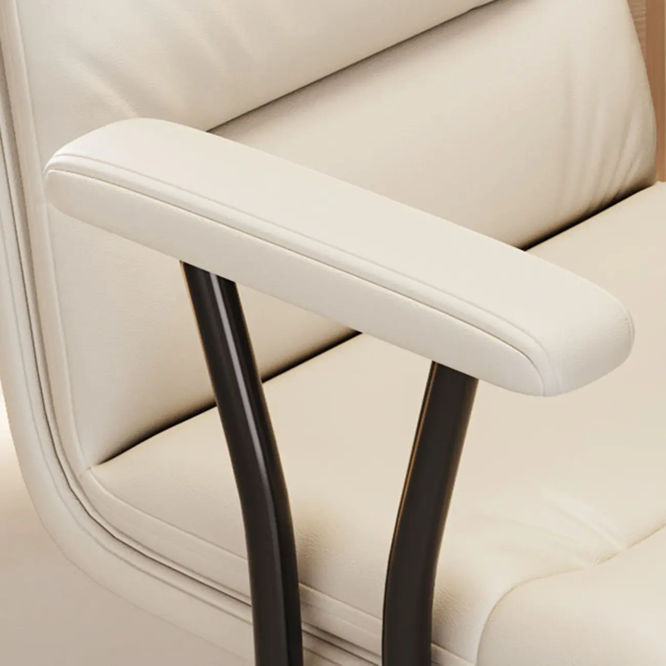 Elegant White Leather Ergonomic Swivel Office Chair Image - 18 | homeyfad