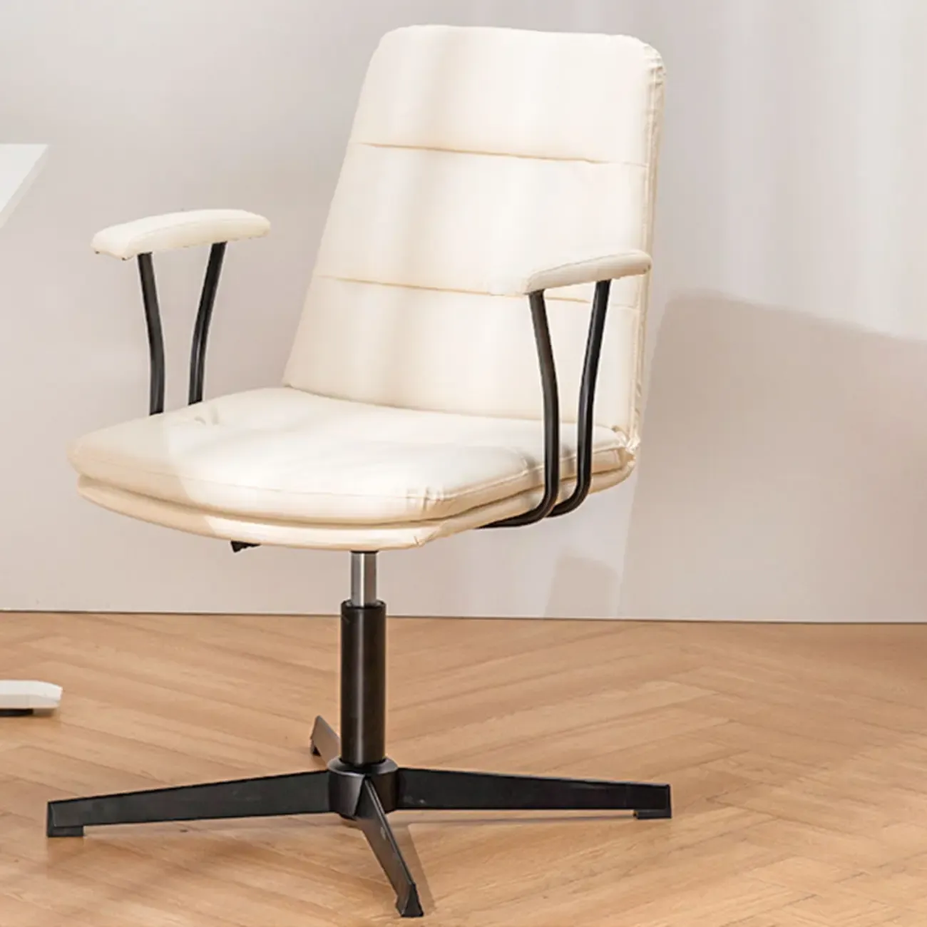 Elegant White Leather Ergonomic Swivel Office Chair Image - 19