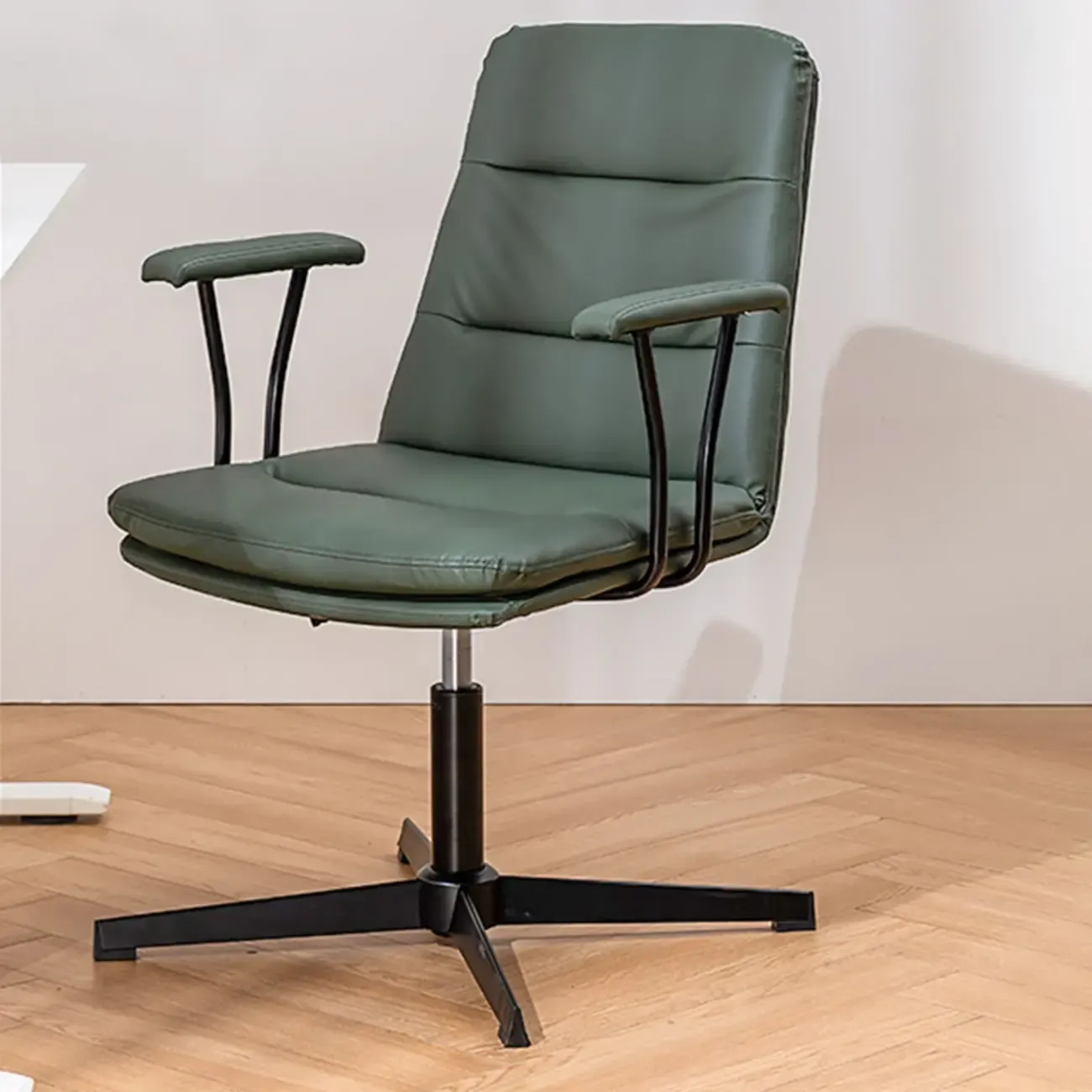 Elegant White Leather Ergonomic Swivel Office Chair Image - 21