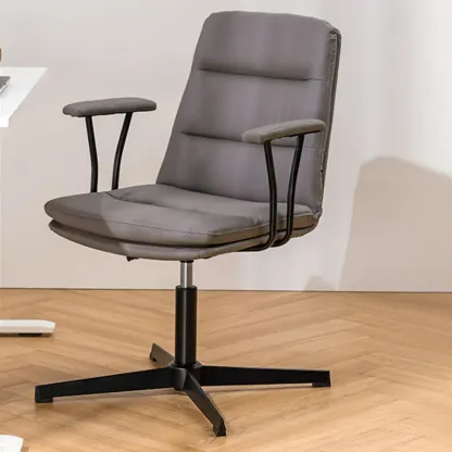 Elegant White Leather Ergonomic Swivel Office Chair Image - 23