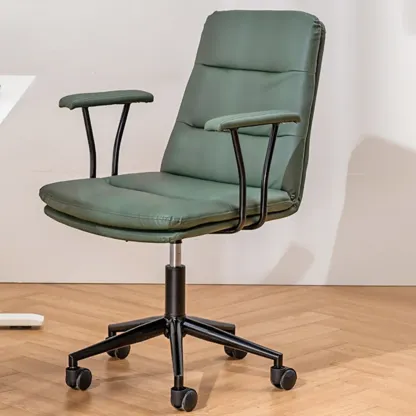 Elegant White Leather Ergonomic Swivel Office Chair Image - 26