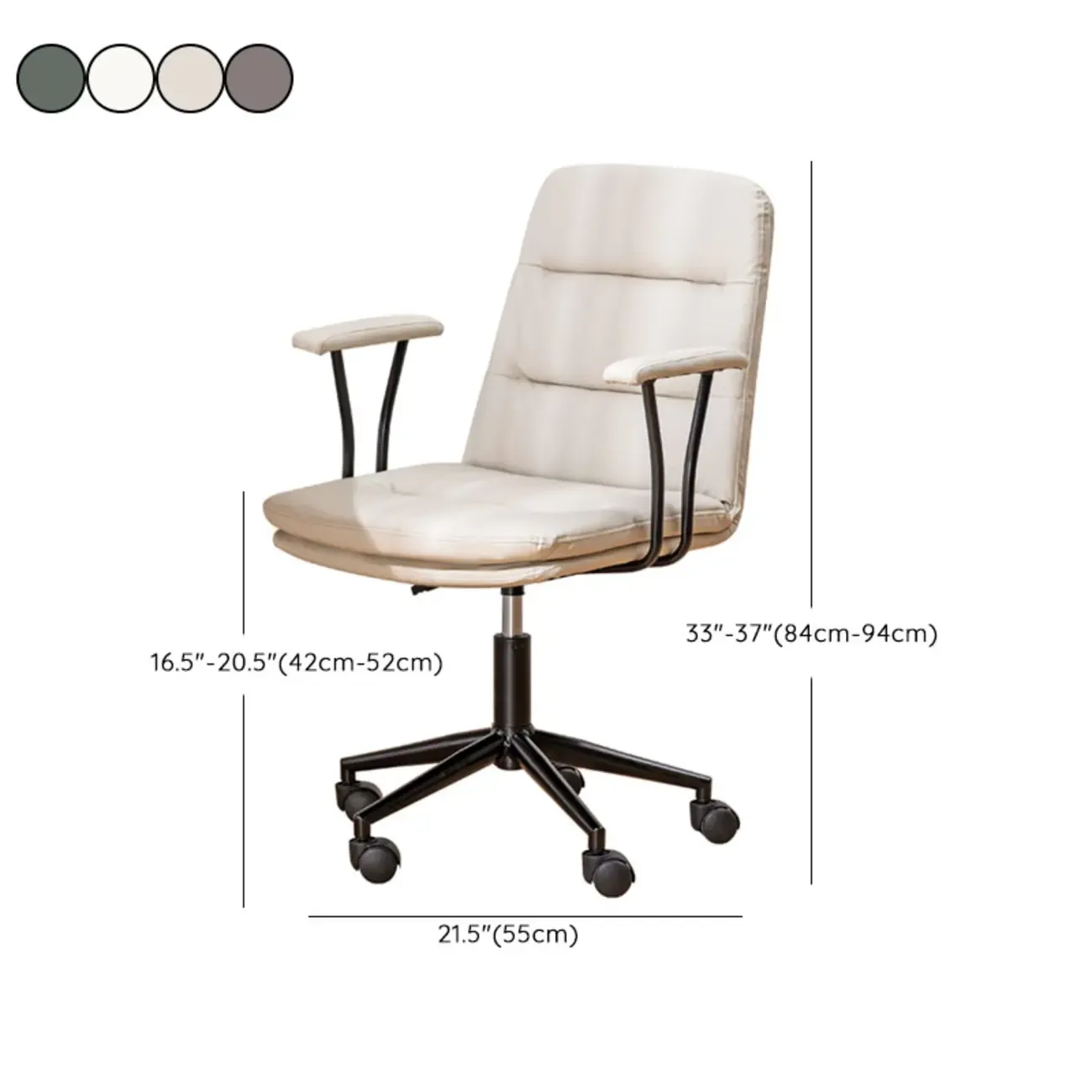 Elegant White Leather Ergonomic Swivel Office Chair Image - 31