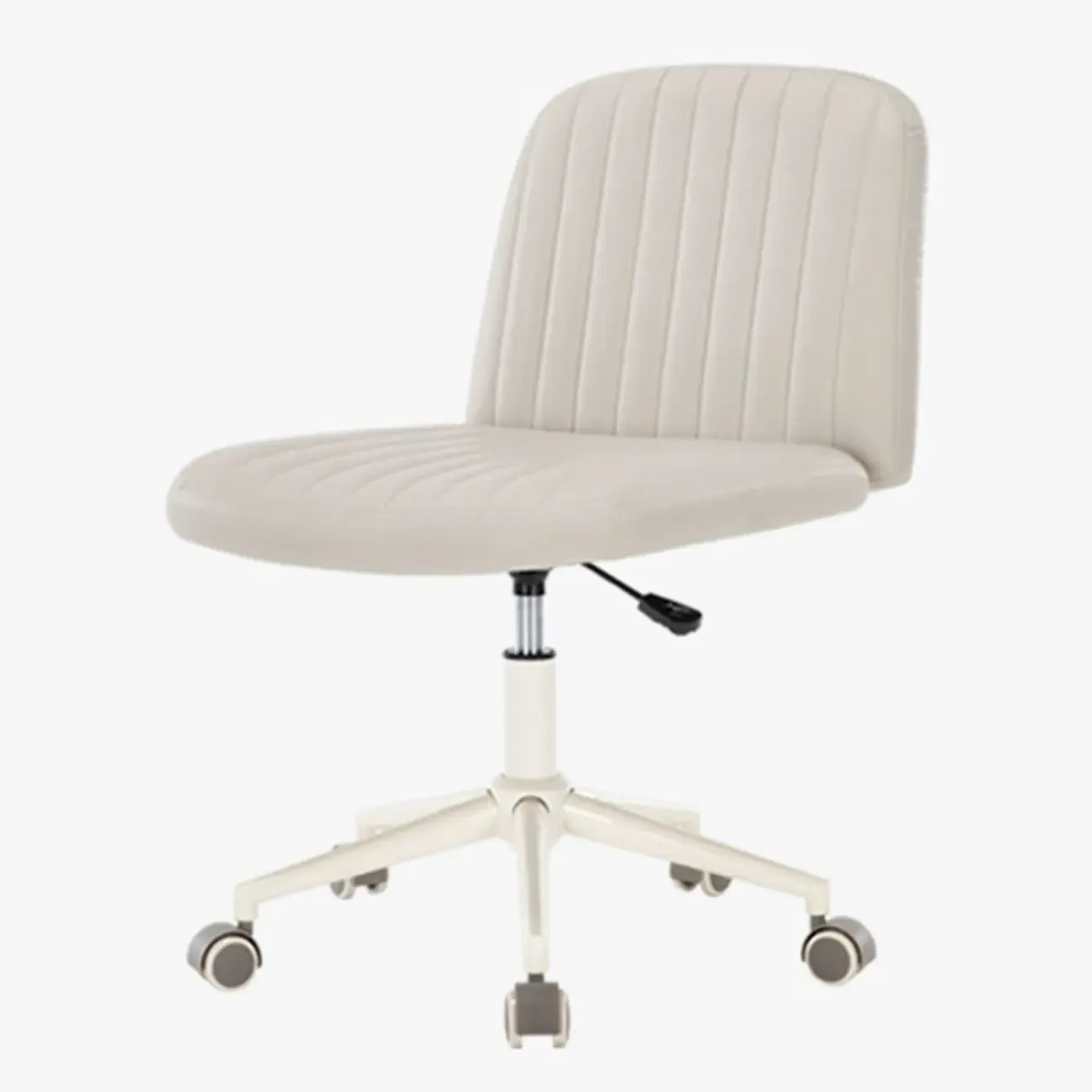 Simple White Leather Swivel Office Chair Image - 8